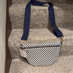 Checkered Navy and White Crossbody Bag
